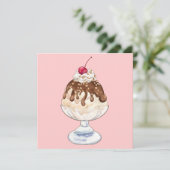 Eiscreme Sundae Einladung (Stehend Vorderseite)