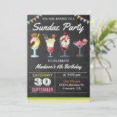 Eiscreme Sundae Geburtstagsparty Einladung (Stehend Vorderseite)