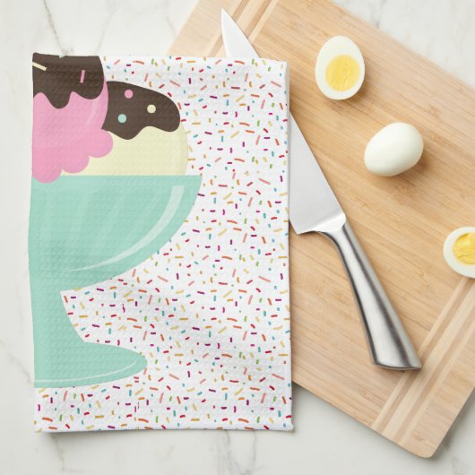 Eiscreme Sundae Geschirrtuch (Viertel Falte)