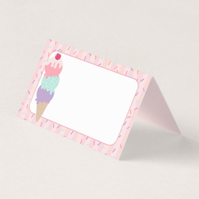 Eiscreme Sundae Hier die Scoop-Platzkarten (Vorderseite)