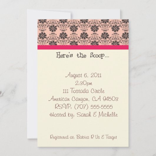 Eiscreme Sundae Kinderdusche Einladung (Rückseite)