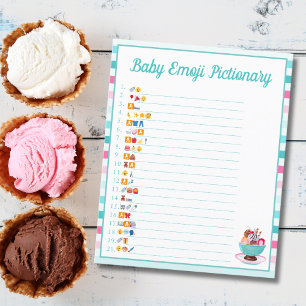 Eiscreme Sundae Kinderdusche Emoji Pictionary Flyer