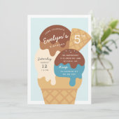 Eiscreme Sundae Kindergeburtstag Party Einladung (Stehend Vorderseite)