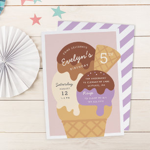 Eiscreme Sundae Kindergeburtstag Party Einladung