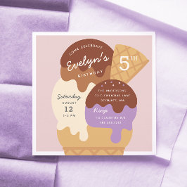 Eiscreme Sundae Kindergeburtstag Party Einladung