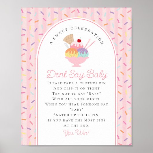 Eiscreme Sundae mit Baby Dont Say Baby gesprinklt Poster (Vorne)
