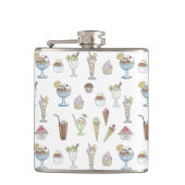 Eiscreme Sundae Muster White Flachmann (Vorderseite)