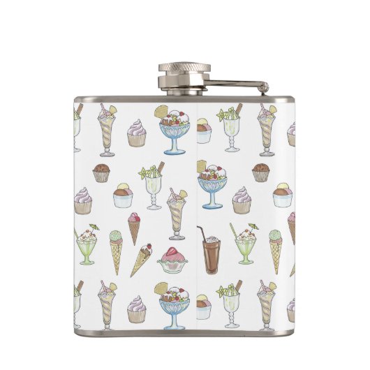 Eiscreme Sundae Muster White Flachmann (Rückseite)