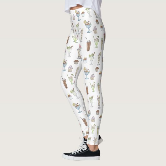 Eiscreme Sundae Muster White Leggings (Links)