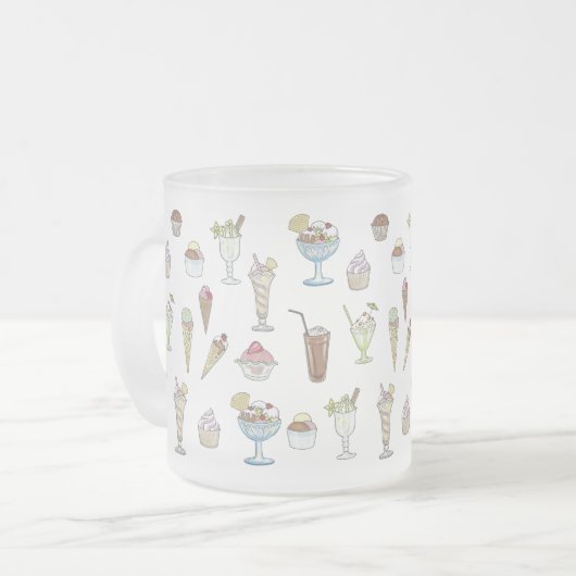 Eiscreme Sundae Muster White Mattglastasse (Vorderseite Links)