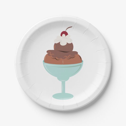 Eiscreme Sundae Pappteller (Vorderseite)