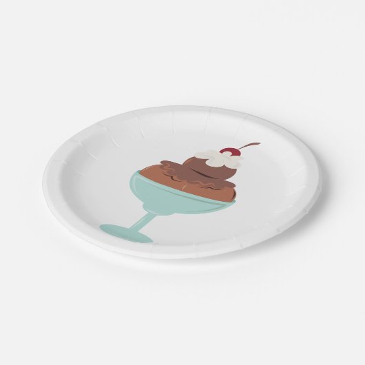 Eiscreme Sundae Pappteller (Schrägansicht)