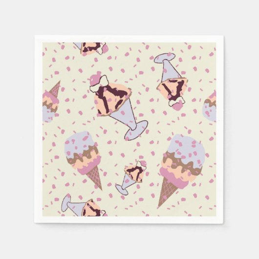 Eiscreme Sundae Pastel Summer Pattern Serviette (Vorderseite)