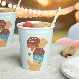 Eiscreme Sundae Personalisierter Kindergeburtstag  Pappbecher