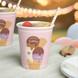 Eiscreme Sundae Personalisierter Kindergeburtstag  Pappbecher