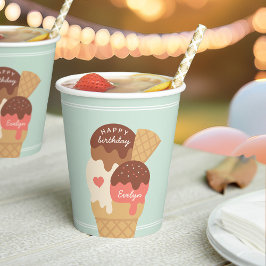 Eiscreme Sundae Personalisierter Kindergeburtstag  Pappbecher