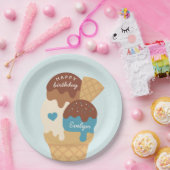 Eiscreme Sundae Personalisierter Kindergeburtstag Pappteller (Party)