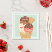 Eiscreme Sundae Personalisierter Kindergeburtstag Serviette (Beispiel)