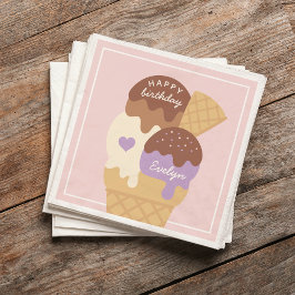 Eiscreme Sundae Personalisierter Kindergeburtstag  Serviette