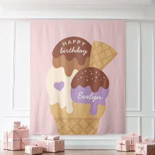 Eiscreme Sundae Personalisierter Kindergeburtstag Wandteppich