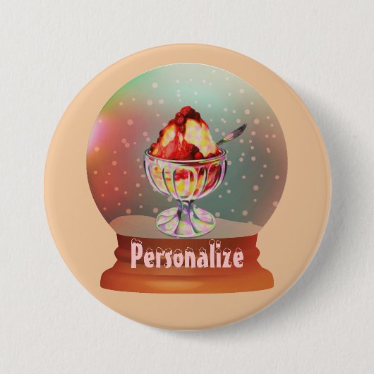 Eiscreme-Sundae-Schneekugelknopf Button (Vorderseite)