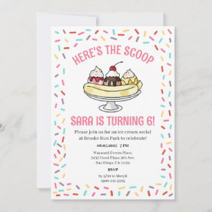 Eiscreme Sundae Social Watercolor Geburtstag Einladung