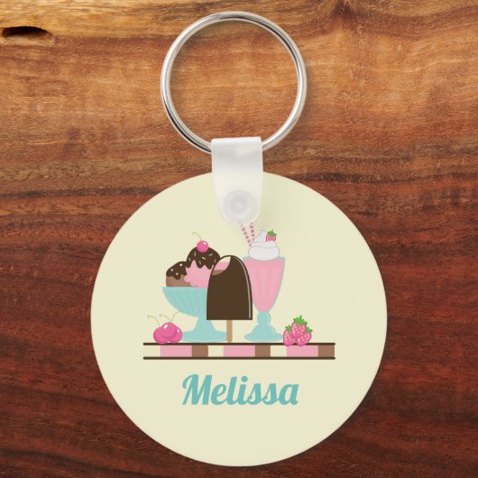 Eiscreme Sundae Summerische Leckereien Custom Schlüsselanhänger (Vorderseite)