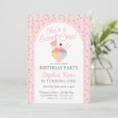 Eiscreme Sundae Sweet One First Birthday Party Einladung (Stehend Vorderseite)