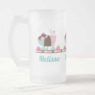 Eiscreme Sundae und andere köstliche Gerichte Mattglas Bierglas