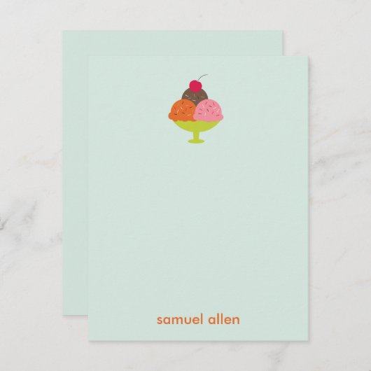 Eiscreme Sundae Vielen Dank Karten (blau) (Vorne/Hinten)