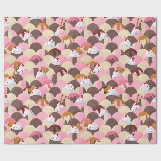 Eiscreme Sundaes Geschenkpapier (Flach)