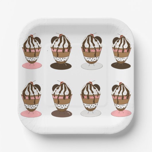 Eiscreme Sundaes Party Teller (Vorderseite)