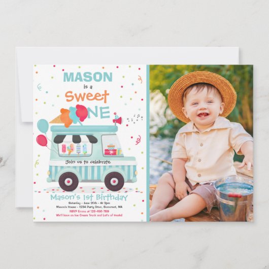 Eiscreme Süße Birthday Ice Cream Truck Einladung (Vorderseite)