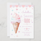 Eiscreme Sweet 1. Geburtstags-Party Einladung (Vorderseite)