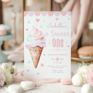 Eiscreme Sweet 1. Geburtstags-Party Einladung