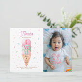 Eiscreme Sweet 2. Geburtstag Party Foto Einladung (Stehend Vorderseite)