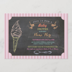 Eiscreme Sweet Baby Shower Chalk Streifen Einladun Einladung