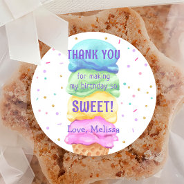 Eiscreme Sweet Birthday Classic Round Sticker