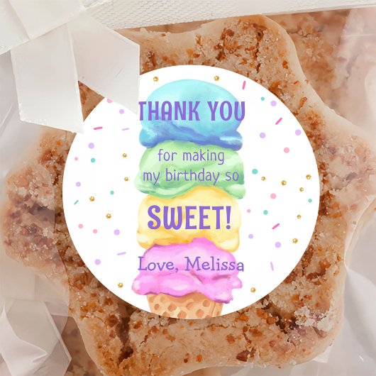 Eiscreme Sweet Birthday Classic Round Sticker