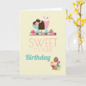 Eiscreme - Sweet Birthday Karte (Gelbe Blume)