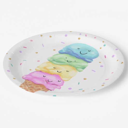 Eiscreme Sweet Birthday Party Paper Teller (Schrägansicht)