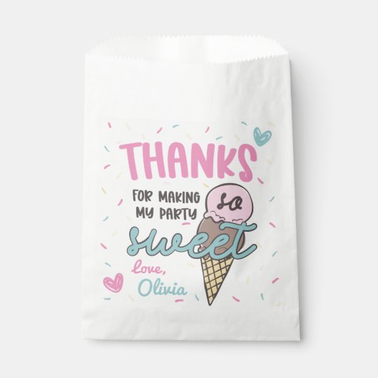 Eiscreme Sweet Celebration Geburtstag Danke Geschenktütchen (Vorderseite)