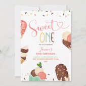 Eiscreme Sweet Ein erster Geburtstag Einladung (Vorderseite)