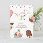 Eiscreme Sweet Ein erster Geburtstag Einladung (Stehend Vorderseite)