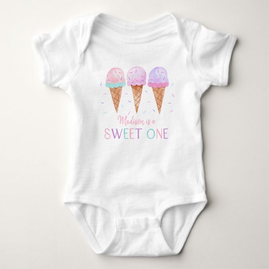 Eiscreme Sweet One Birthday Baby Strampler (Vorderseite)