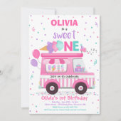 Eiscreme Sweet One Birthday Ice Cream Truck Invit Einladung (Vorderseite)