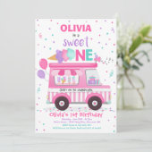 Eiscreme Sweet One Birthday Ice Cream Truck Invit Einladung (Stehend Vorderseite)
