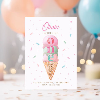 Eiscreme Sweet One Birthday Party Einladung