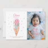 Eiscreme Sweet One Birthday Party Foto Einladung (Vorderseite)