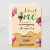 Eiscreme Sweet One First Birthday Einladung (Vorderseite)